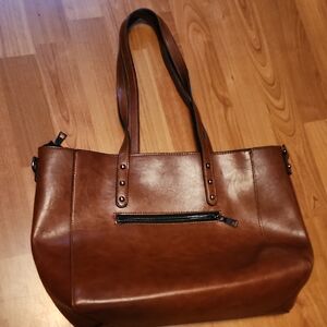 Classic Brown Leather Tote Bag - Everyday Women's Handbag